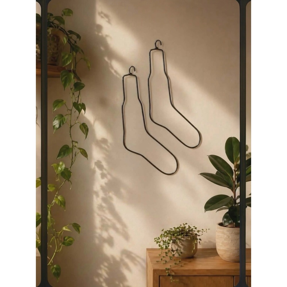 Vintage Metal Sock Stretchers Set 2 Hanging Drying Forms Silver Rustic Art Wool‎
